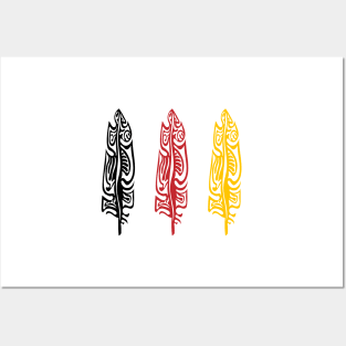 Three Feathers Medicine Wheel Colours Indigenous WAWEZHI CANADA Posters and Art